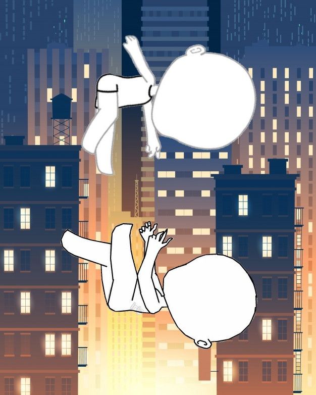 a cartoon character is flying through the air in front of a cityscape at night