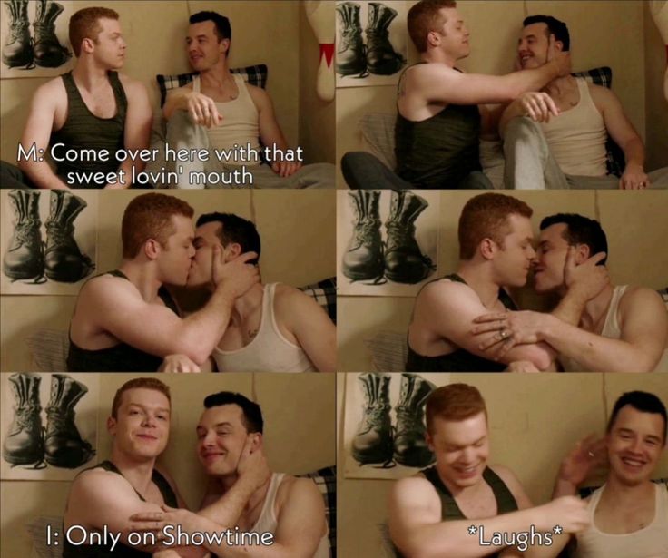 several pictures of two men giving each other a kiss and saying, no one over here with that sweet loving mouth i only show time