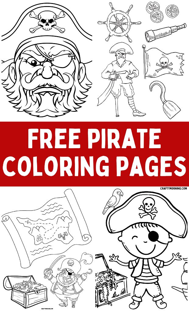 pirate coloring pages for kids to print and color with the words, free pirate coloring pages