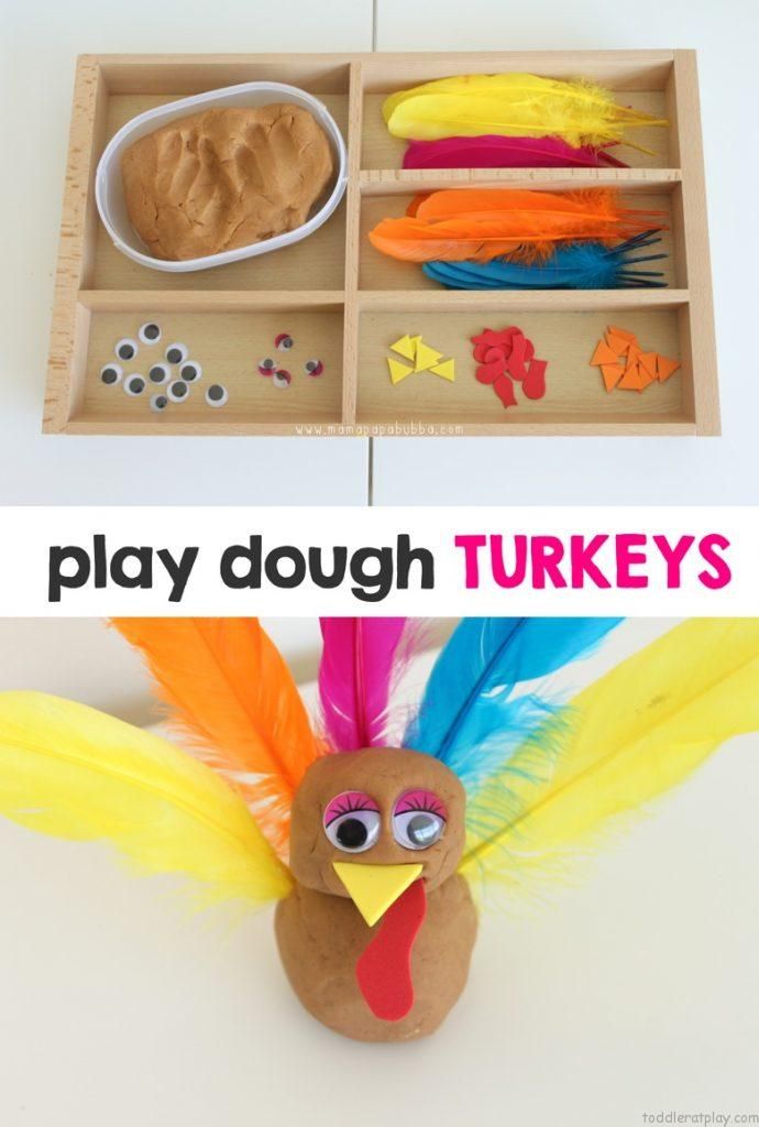 play dough turkeys for kids to make