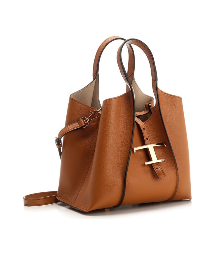 Tod's Timeless Logo Plaque Tote Bag | italist Luxury Tote Satchel With Rolled Handles, Luxury Calf Leather Shoulder Bag With Brass Hardware, Luxury Tote Bag With Gold-tone Hardware, Luxury Ralph Lauren Brown Bags, Timeless Calf Leather Shopping Bag, Luxury Tan Bag With Leather Lining, Luxury Tan Leather Satchel, Tan Satchel With Palladium Hardware, Timeless Tan Bags With Leather Handles