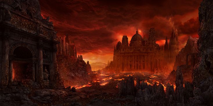 ArtStation - Hell, Andreas Adamek Gacha Backgrounds Outside, Burning City, Wattpad Background, Vampire Pictures, Scenery Background, City Background, Fantasy Castle, Fantasy Aesthetic, Environment Concept Art