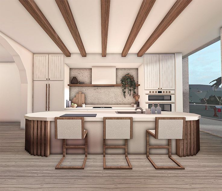 54 Best Bloxburg Kitchen Ideas Bloxburg Breakfast Bar, Bloxburg Custom Builds, Kitchen Ideas Elegant, Bloxburg Kitchen Ideas, Bloxburg Beach House, Custom Island, Beach House Kitchen, Bloxburg Hacks, Blox Burg