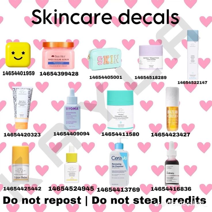 an advertisement for skin care products with hearts in the background