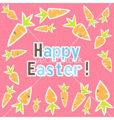 happy easter card with carrots on pink background