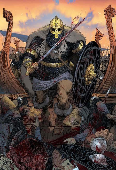 an image of a man in armor surrounded by blood and other things that are on the ground