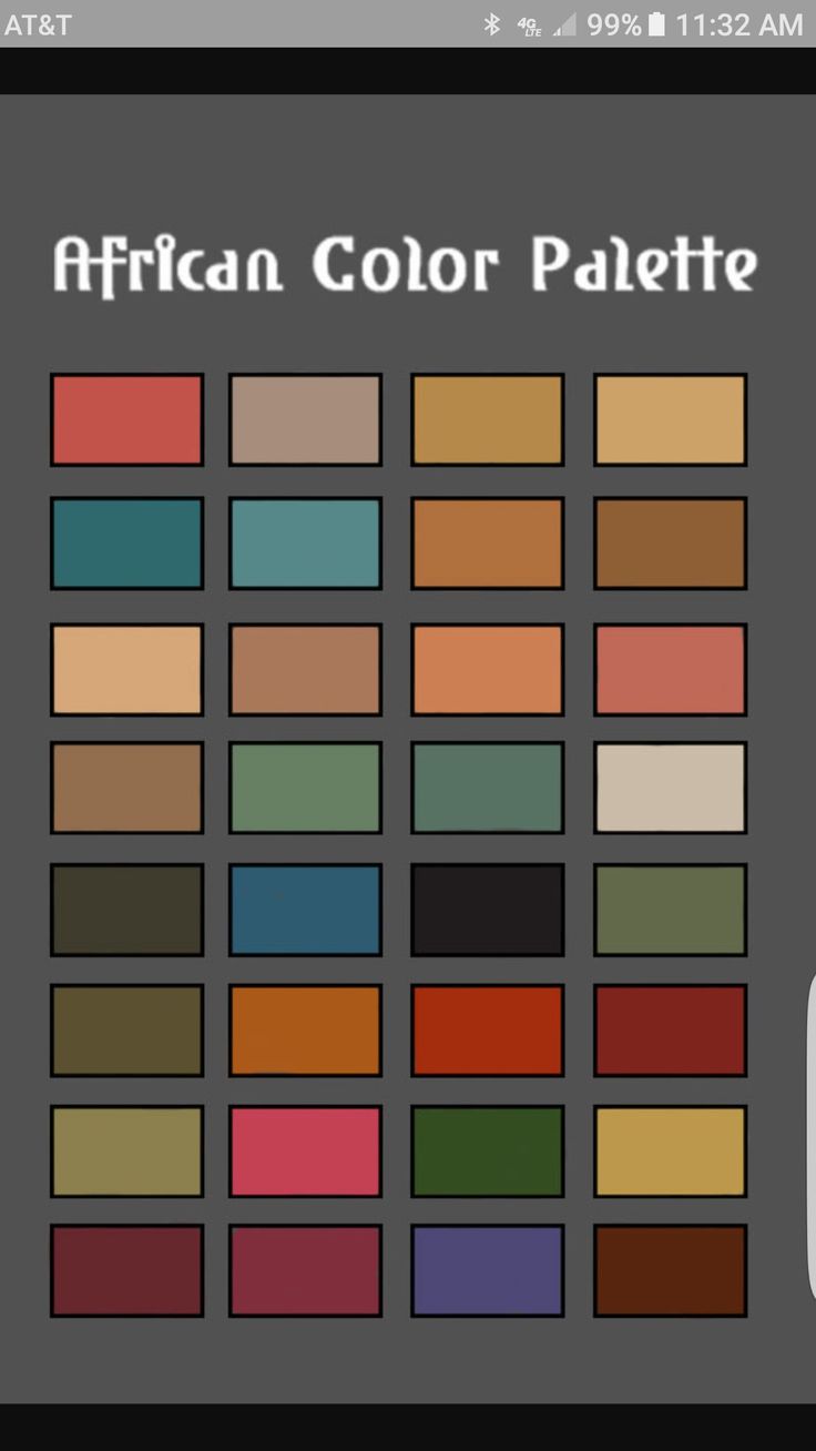 the african color palette is shown in different shades