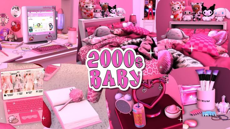 a pink bedroom with teddy bears and other items