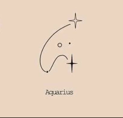 the zodiac sign for aquarius is drawn in black ink on a beige background with stars