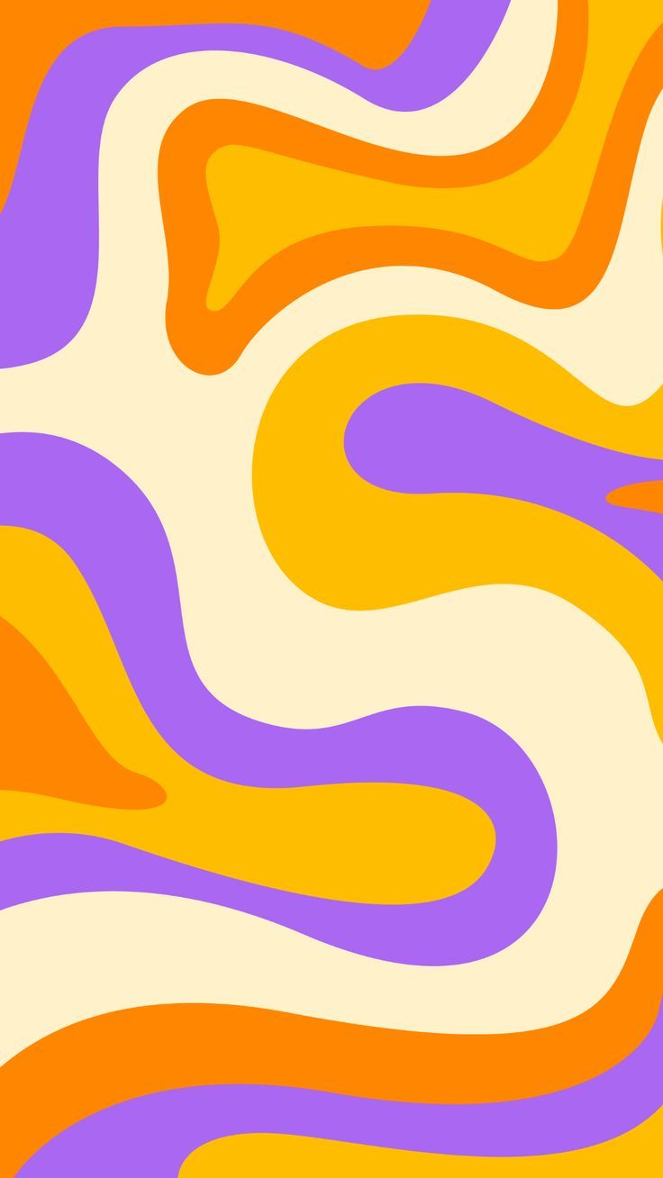 an orange and purple background with wavy lines