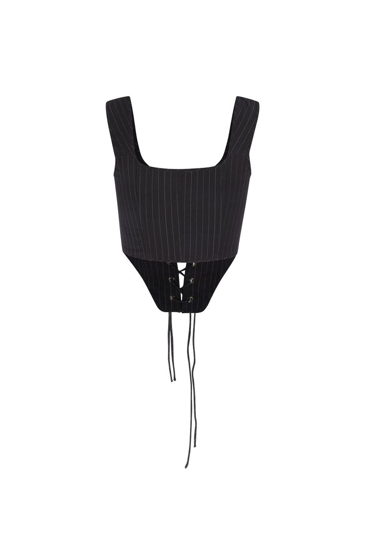 The Duchess Corset, featuring a timeless Yankee pinstripe, hints at repurposed men's suiting transformed into something exquisitely feminine. This fully boned corset laces up with two draw chords, allowing you to control the cinch as precisely as a well-executed heist. Whether you're navigating smoky speakeasies or outsmarting the law, you'll turn heads from dimly lit street corners to opulent jazz clubs. Style with the Pinstripe Hamptons Jumpsuit to complete the look. Heavy cotton lace-up bodic Men's Suiting, Jazz Clubs, The Cinch, Skirt Swimsuit, Puff Dress, Lace Corset, Knitted Coat, The Duchess, Maxi Gowns