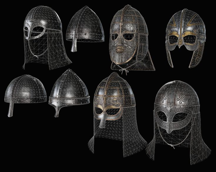 six different types of medieval helmets