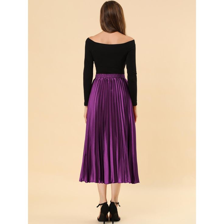 Accordion pleats enhance the dimension and movement of this midi skirt, while the metallic design underscores its sleek style. It's pleated all around for this trending midi skirt. Feel free to pair it with black block-heel sandals. Whether you're dressing up or down, this skirt is perfect for any occasion. A casual and simple style, never out of fashion, is a must-have item in your wardrobe. This fashionable and trendy clothes for women can not only be worn daily, but can also be easily matched A-line Pleated Maxi Skirt For Party, Flowy A-line Pleated Skirt For Party, Party Midi Skirt With Folds, Midi Skirt With Folds For Party, Party A-line Accordion Pleated Skirt, A-line Accordion Pleated Party Skirt, Flared Accordion Pleated Skirt For Party, Flared Pleated Skirt With Accordion Pleats For Party, Winter Party Midi Length Skirt