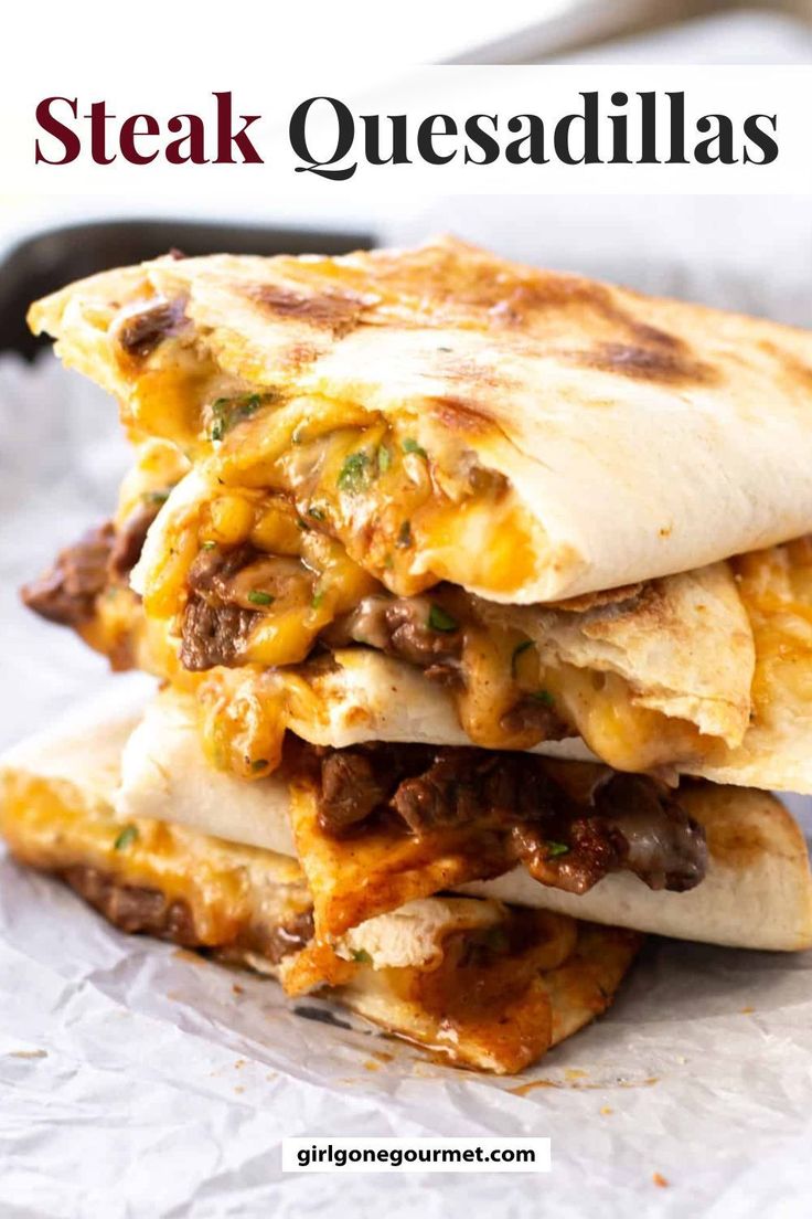 two quesadillas stacked on top of each other with the title overlay