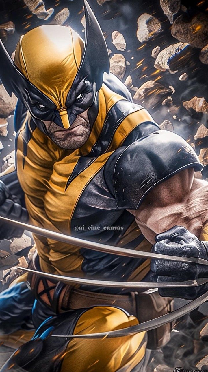 the wolverine is in action with his claws out