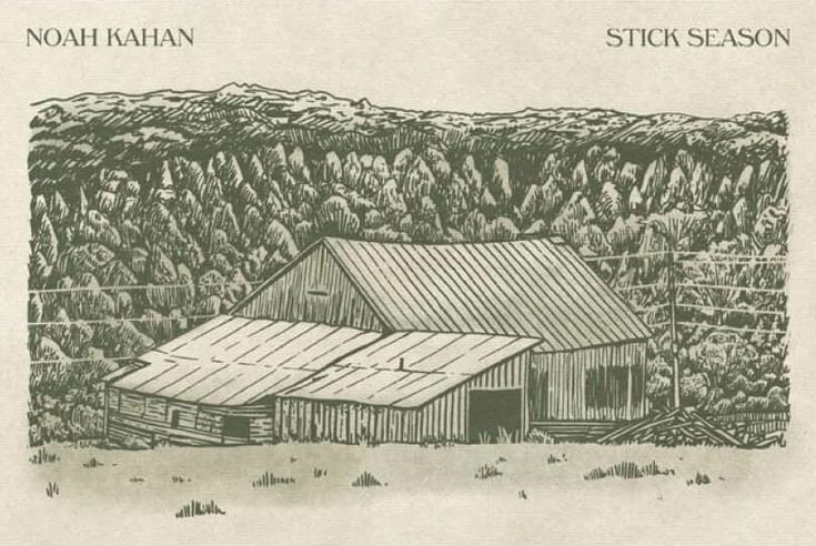 a drawing of a barn in the middle of nowhere