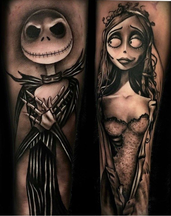 a couple of tattoos that are on the arm and leg, one with a skeleton in it