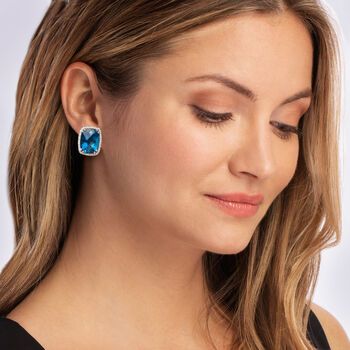 Ross-Simons - 20.70ct t. w. London Blue Topaz, .60ct t. w. Diamond Earrings in 14kt White Gold. Deeply radiant color, high-impact style in 20.70 ct. t. w. blue topaz and .60 ct. t. w. diamond earrings. Post/clip, 14kt white gold earrings. Blue Topaz birthstones are the perfect gift for December birthdays. Citrine Drop Earrings, Citrine Birthstone, Large Drop Earrings, Topaz Birthstone, Pearl Birthstone, Fine Jewelery, Diamond Birthstone, Pink Topaz, Earrings Pearl