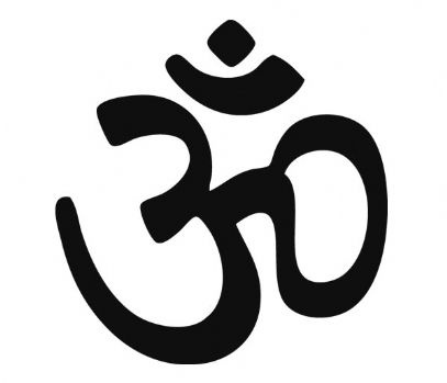 an omen symbol is shown in black and white