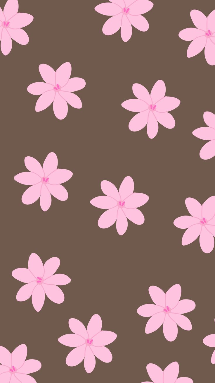 a brown and white flower pattern with pink centers on the bottom half of the petals