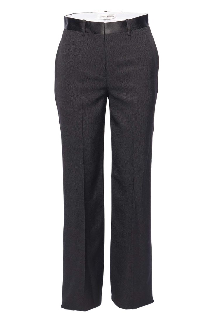 Victoria Beckham Tapered Trouser 1124WTR005124A BLACK Semi-formal Black Wool Pants, Black Wool Pants For Semi-formal Occasions, Black Work Pants With Welt Pockets For Office, Black Work Pants With Welt Pockets, Semi-formal Black Wool Bottoms, Black Wool Bottoms For Semi-formal Occasions, Black Wool Pants For Business Casual, Black Wool Pants For Business, Black Wool Business Pants