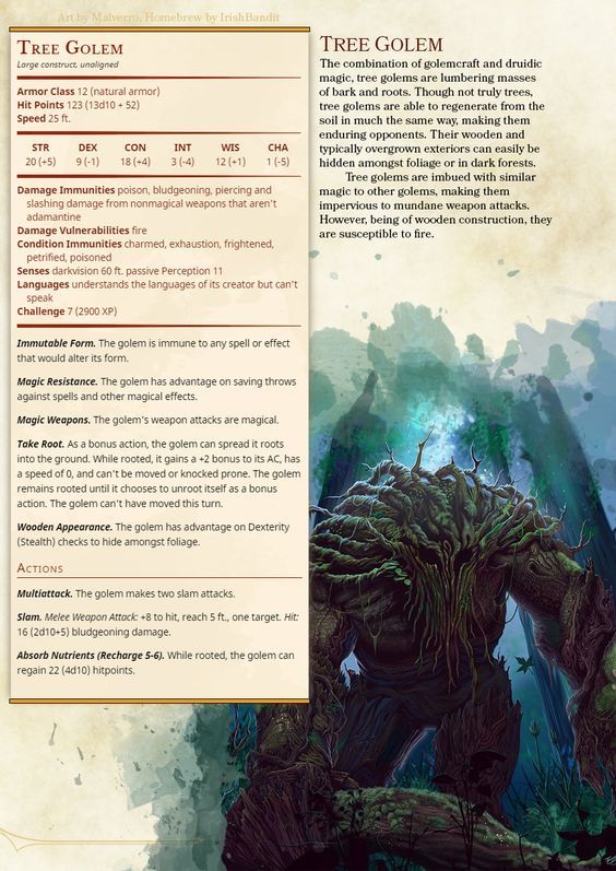 an image of a page from the book tree golem, with information about it