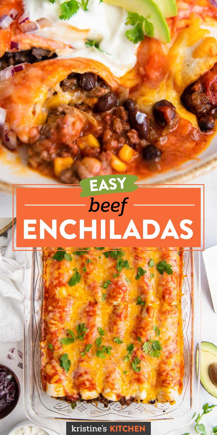 easy beef enchiladas in a casserole dish