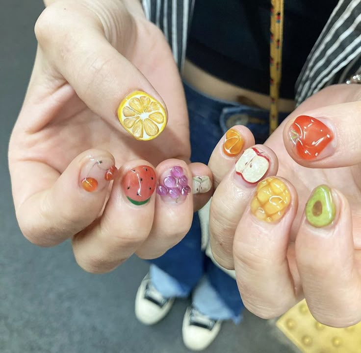 Nail Art Aesthetic, Really Long Nails, Fruit Nail Designs, Fruit Nails, Fruit Nail, Graduation Nails, Blush Nails, Pretty Gel Nails, Really Cute Nails