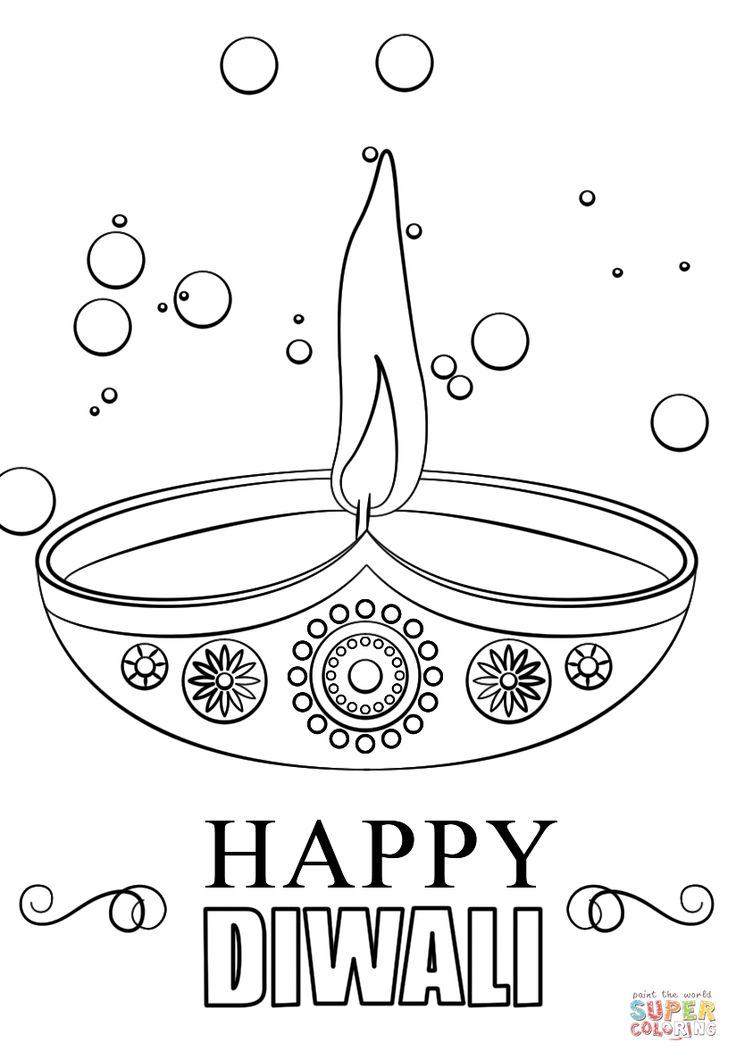 happy diwali coloring page for kids