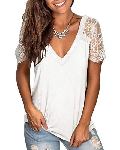 Southern Charm Lace Top. This summer top is true perfection. Super soft fabric with a deep V neck. Feminine scalloped sheer lace sleeves. Perfect for any occasion! [SPR 6588836872280] Long Cotton Skirt, Womens Lace Shorts, Suede Fringe Skirt, Casual Blouses, Lace Sleeve Top, Lace Short Sleeve Top, Lace Tee, Pretty Shirts, Blouse Material