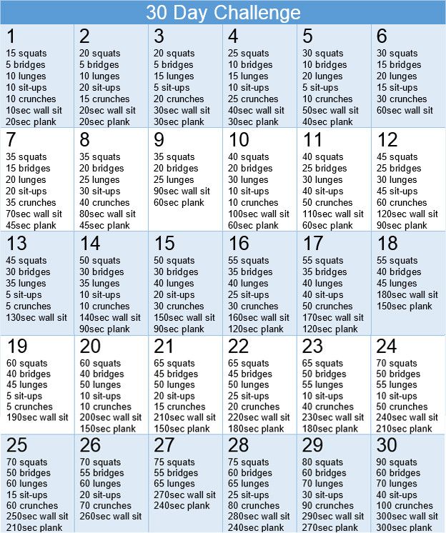 the 30 day challenge is shown in blue and white, with numbers on each side