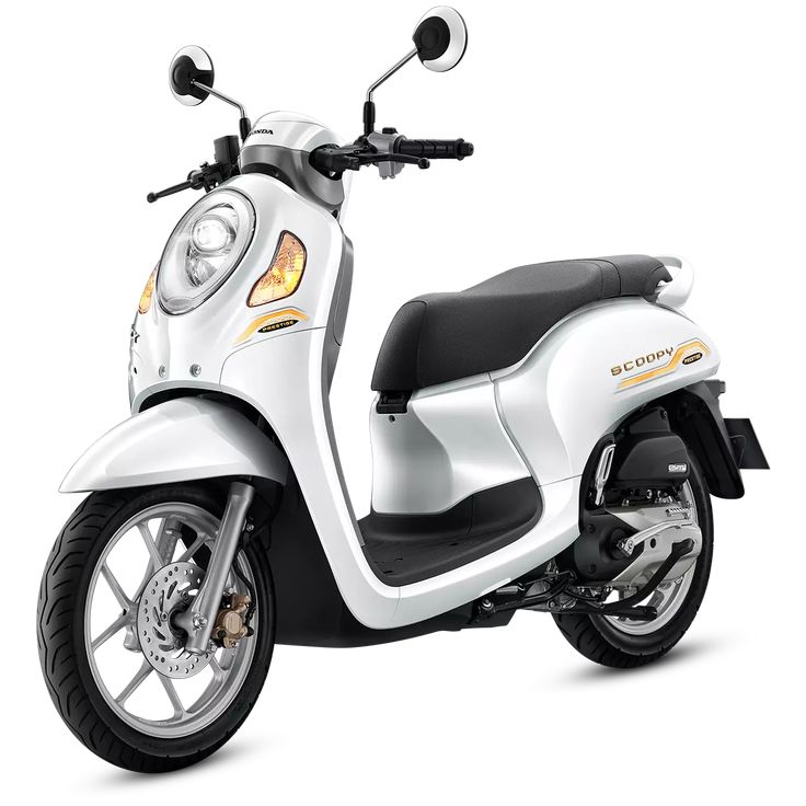 a white scooter is shown on a white background