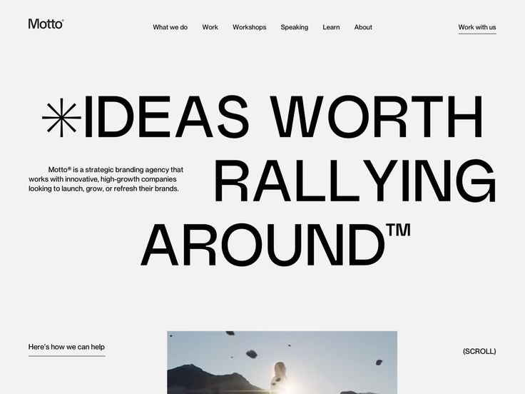 an image of a website page with the words ideas worth rallying around