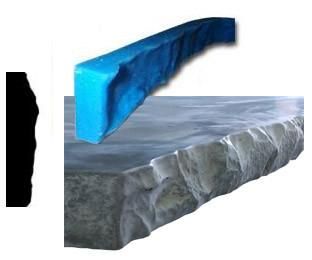 an iceberg is shown in three different stages