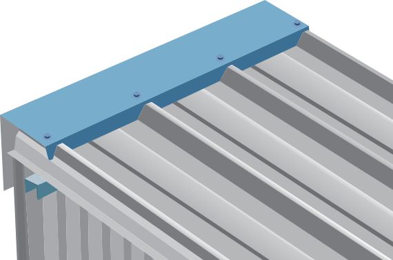 an image of a metal roof with blue tining on the top and bottom part