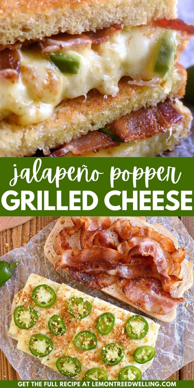 All the flavors of jalapeño poppers in a deliciously gooey grilled cheese! Loaded with crispy bacon, fresh jalapeños, and two types of cheese, this Jalapeño Popper Grilled Cheese is the perfect twist on a classic! Jalapeño Grilled Cheese, Gourmet Grilled Cheese Recipes, Grilled Cheese With Jalapenos, Pimento Cheese Sandwich, Jalapeno Grilled Cheese, Grilled Pepperoni And Cheese Sandwich, Jalapeno Bacon Cheese Bread, Jalapeño Popper Grilled Cheese Sandwich, Grilled Cheese Jalapeno Popper