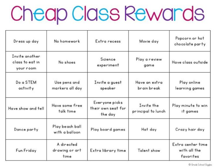 a printable game with words that say, cheap class reward and other things to do