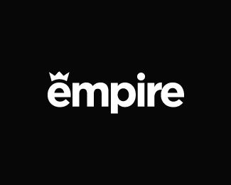 the empire logo is shown in white on a black background, with an empree crown