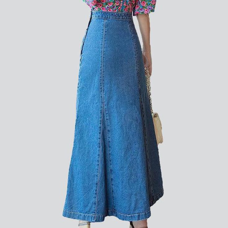 Trumpet denim skirt with laces online. Excellent jeans skirt from the 2022 Spring collection. The fashionable outfit helps to look modern and draws the attention of others. Bright yet understated enough to not seem OTT, this blue denim catches the eye at first glance. An unwashed denim pattern gives a more elegant look. Choose a trumpet fit style to create flirty and feminine looks for the office, every day, or travel. High-waist will stretch your legs and raise the shape of your natural. The co Street Style Skirt, Denim Pattern, Jeans Skirt, Denim Patterns, Style Skirt, Feminine Look, Fit Style, Spring Collection, Tie Dye Skirt