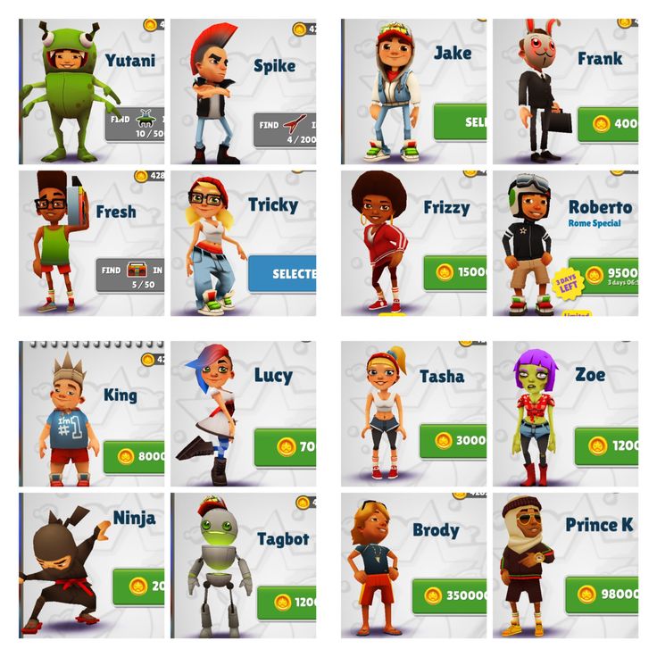 the game characters are all in different poses and sizes, with each character on their own side