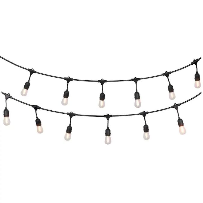 a string of light bulbs on a white background