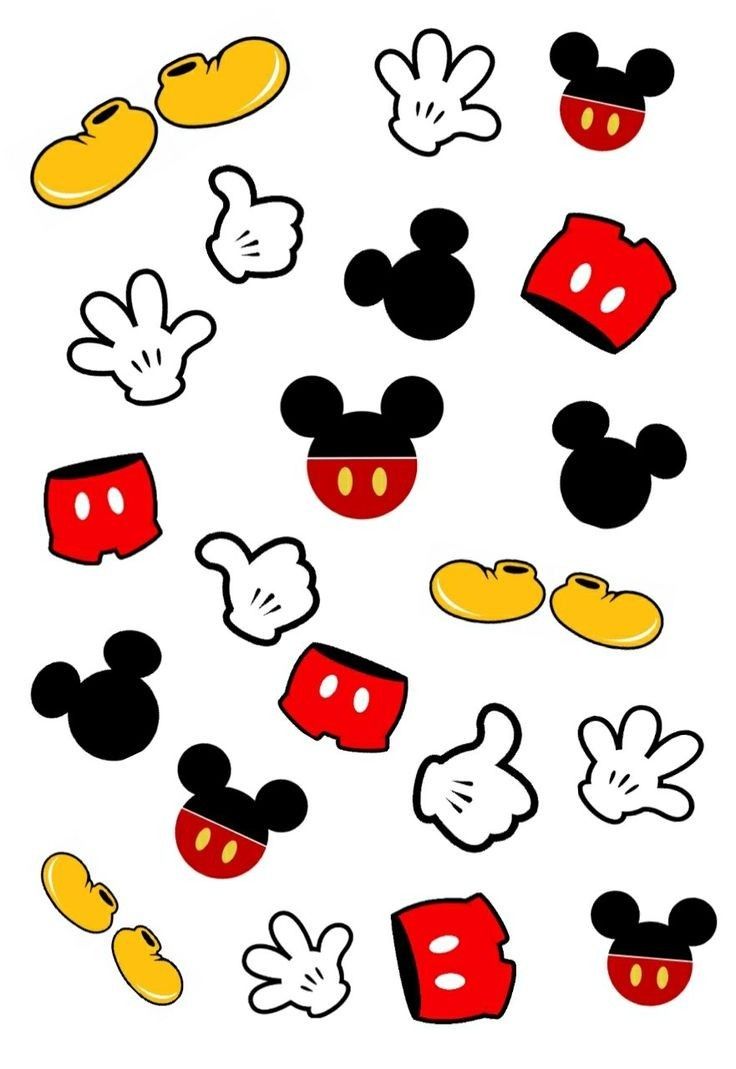 mickey mouse heads and other disney characters are arranged in the shape of a circle on a white background