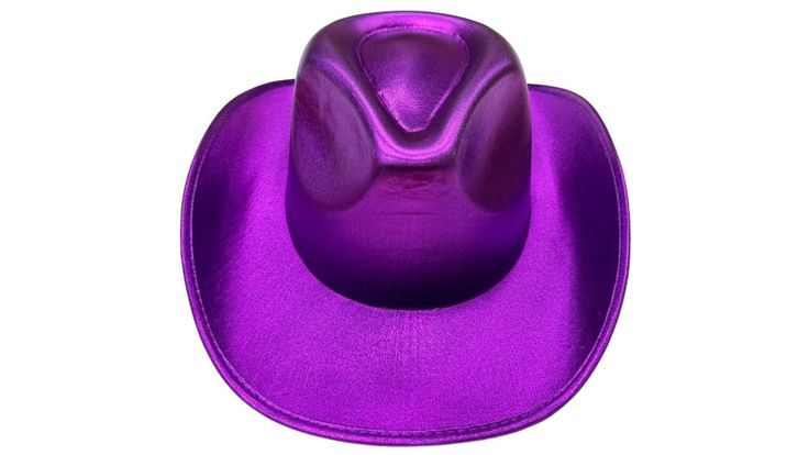 Embrace a bold and playful vibe with our Metallic Purple Cowboy Hat. This electrifying piece combines the traditional charm of the Wild West with an eye-catching metallic purple finish. Perfect for those who love to make a statement, it's a standout accessory for concerts, parties, or whenever you want to add a splash of fun to your outfit. Whether you're dancing the night away or just jazzing up a casual look, this hat is a must-have for anyone with a vibrant sense of style. pbMetallic Purple Cowboy Hat product details:/b/p ul li12in wide x 15in long x 5in tall/li liCotton and polyester/li liOne size fits most teens and adults/li liWipe clean with a damp cloth/li /ul | Metallic Purple Cowboy Hat | Party City Purple Cowboy Hat, Cowboy Hat Party, Hat Party, The Wild West, Costume Hats, Party City, Cowboy Hat, Wild West, Party Hats