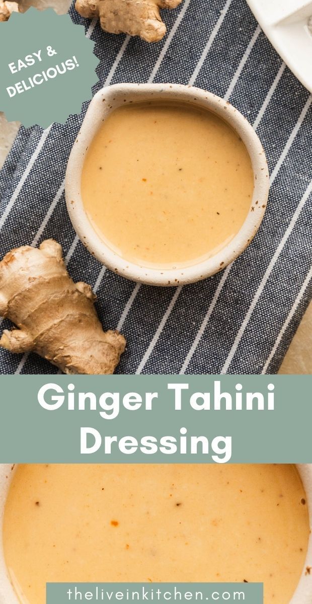 ginger tahitii dressing in a bowl with fresh ginger on the side