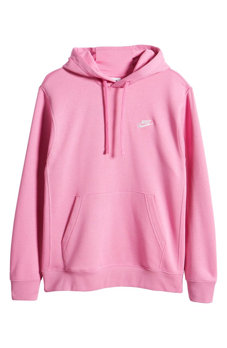 Cotton-rich fleece keeps you comfy in a street-ready hoodie with the classic Swoosh logo on the chest. 27" length (size Medium) Drawstring hood Kangaroo pocket 80% cotton, 20% polyester Machine wash, tumble dry Imported Light Pink Nike Sweatshirt, Light Pink Nike Hoodies, Clothes Sweatshirts & Hoodies, Nike Hoodie Pink, Nike Pink Hoodie, Back To School Hoodies, Christmas Gift Ideas Clothes, Pink Nike Sweater, Cute Clothes For Back To School