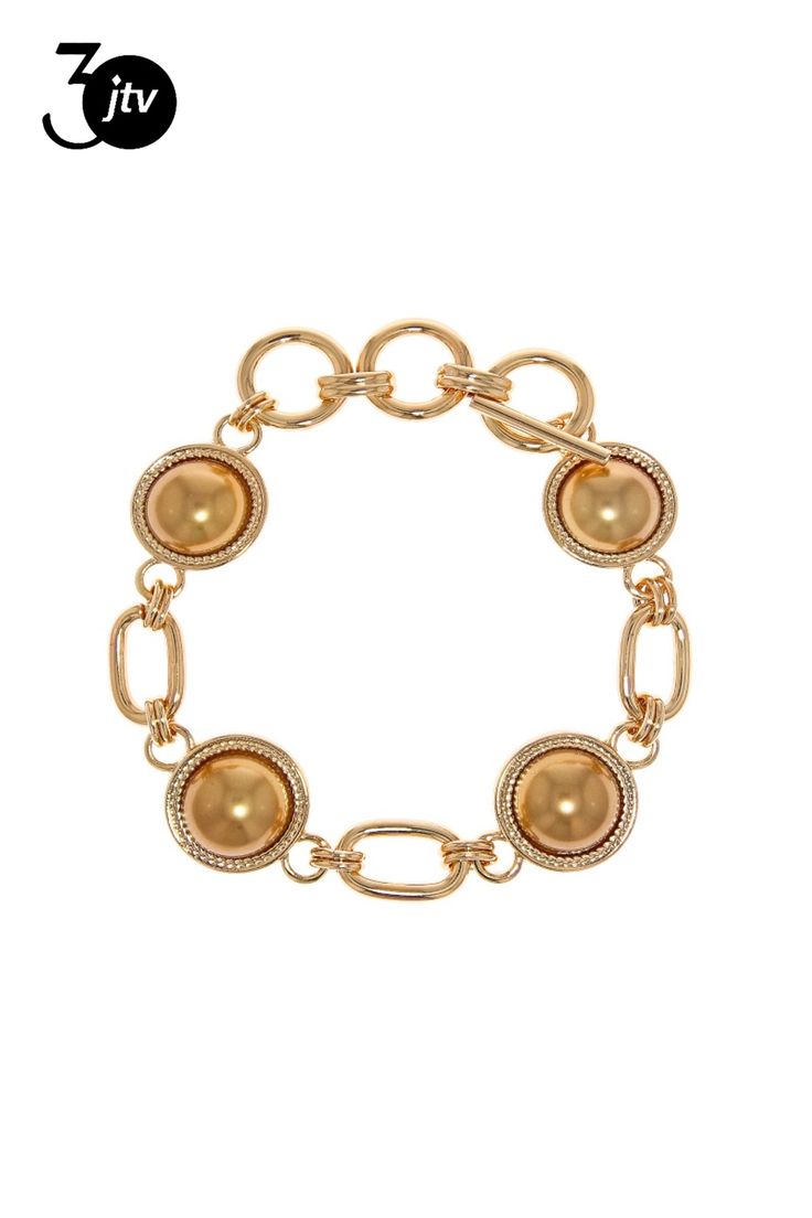 Off Park�� Collection 14mm Round Brown Pearl Simulant Gold Tone Bracelet. Measures approximately 7.25"L x 0.72"W. Adjusts up to 8.75"L. Toggle clasp closure. Metal Bracelet With Toggle Clasp For Formal Occasions, Formal Metal Bracelet With Toggle Clasp, Toggle Clasp, Gold Tones, Bracelet, Gold