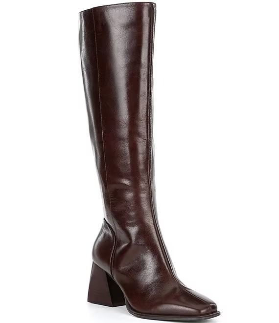 GB Sole-Sister Leather Block Heel Tall Boots | Dillard's Heel Tall Boots, Sole Sisters, Classic Wardrobe Staples, Leather Block Heels, Brown Leather Boots, Dillard's, Tall Boots, Christmas List, Leather Boots