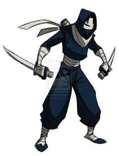 a cartoon character holding two swords in one hand and wearing a mask on the other