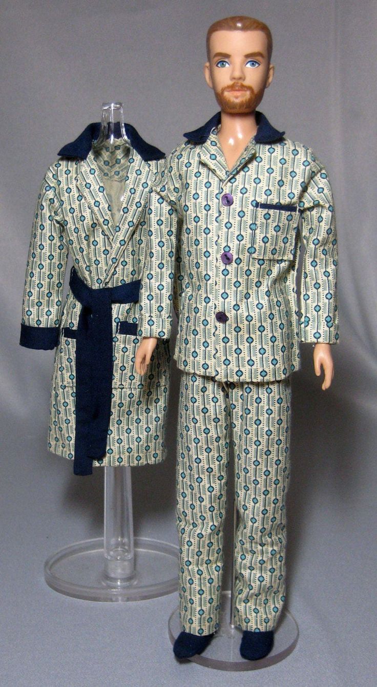 a male mannequin dressed in pajamas and jacket