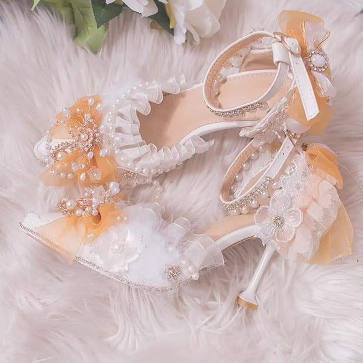 Princess Heels, Fairy Shoes, Orange Heels, Kawaii Shoes, Shoes Outfit Fashion, Bridal Heels, Stunning Shoes, Princess Shoes, Kawaii Fashion Outfits